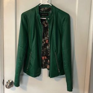 Hunter green Faux leather jacket